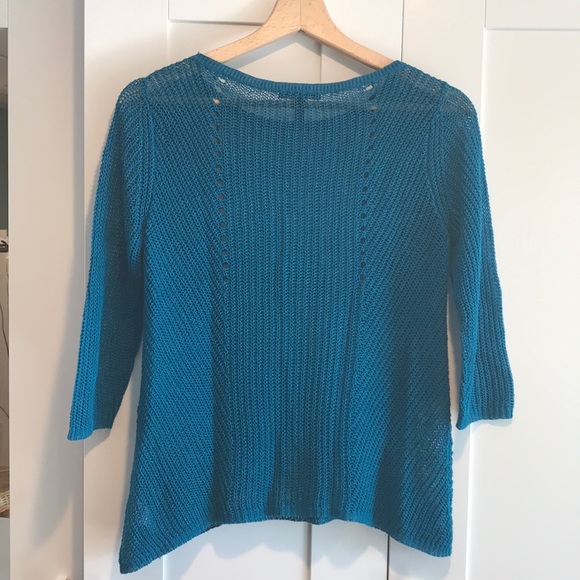 Teal Linen Sweater - Picture 2 of 4